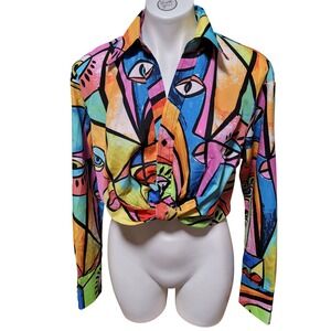 Anthropologie Live 4 Truth Abstract Picasso Pop Art Cropped top artistic unique